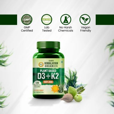 Vlado's Himalayan Organics: Plant Based D3 + K2 - 120 Veg Capsules