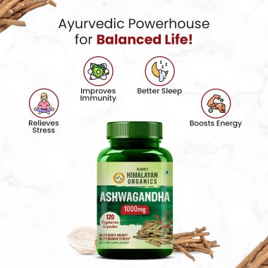 Vlado's Himalayan Organics: Ashwagandha 1000Mg | Boost Energy, Strength, Stamina | Helps Anxiety & Stress Relief For Men & Women (120 Capsules)