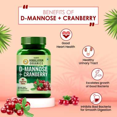 Vlado's Himalayan Organics: D-MANNOSE + CRANBERRY Antioxidant Rich Supplement for Kidney Health & Urinary Tract Infection - 90 Tablets