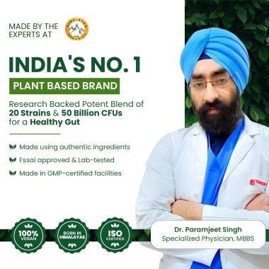 Vlado's Himalayan Organics: Probiotics Supplement 50 Billion CFU with Prebiotics 150mg for Digestion, Gut Health & Immunity - 60 Veg Capsules