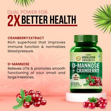 Vlado's Himalayan Organics: D-MANNOSE + CRANBERRY Antioxidant Rich Supplement for Kidney Health & Urinary Tract Infection - 90 Tablets
