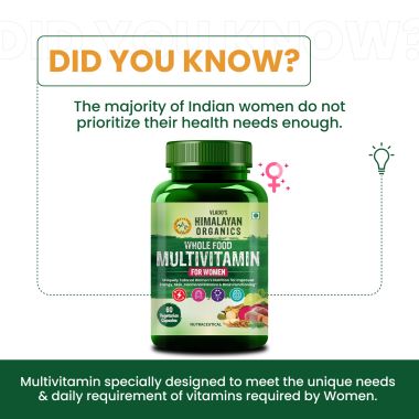Vlado's Himalayan Organics: Whole Food Multivitamin for Women || With Natural Vitamins, Minerals, Extracts || Best for Energy, Brain, Bone Health || 60 Veg Capsules