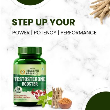 Vlado's Himalayan Organics: Vlado's Himalayan Organics Testosterone Booster | Supports Muscle & Energy Boost | With Vitamin D3, Magnesium, Zinc, Tribulus, Ashwagandha & Safed Musli | 90 Veg Tabs