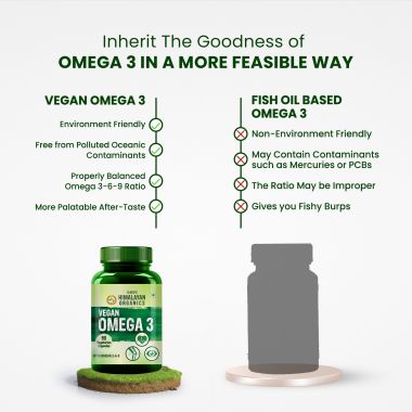 Vlado's Himalayan Organics: Omega 3 6 9 Vegan Natural Nutrition Supplement for Muscle, Bone , Heart & Skin - 90 Capsules