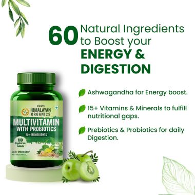 Vlado's Himalayan Organics: Vlado's Himalayan Organics Multivitamin for men & women with 60 ingredients - 180 Tablets - with probiotics - Immunity, Energy, Metabolism, and Muscle Function