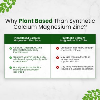 Vlado's Himalayan Organics: Plant Based Calcium Magnesium + Zinc | Vitamin D3+k2 Supplement For Stronger Bones | Boost Immunity | Healthy Heart | Muscle Growth - 60 veg Tablet