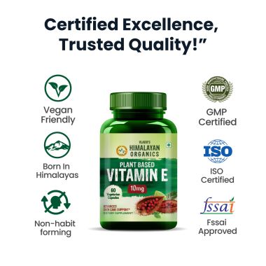 Vlado's Himalayan Organics: Plant Based Vitamin E Capsules (Non-GMO Sunflower Oil, Aloevera Oil, Argan Oil) - 60 Capsules