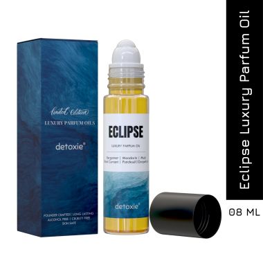 Detoxie: Detoxie | Eclipse - Luxury Parfum Oil (Attar) | Non-Alcoholic| Long Lasting | Bergamot, Mandarin, Musk, Black Currant, Patchouli & Grapefruit | Unisex | 8 ml Rollon