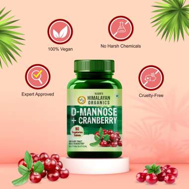 Vlado's Himalayan Organics: D-MANNOSE + CRANBERRY Antioxidant Rich Supplement for Kidney Health & Urinary Tract Infection - 90 Tablets