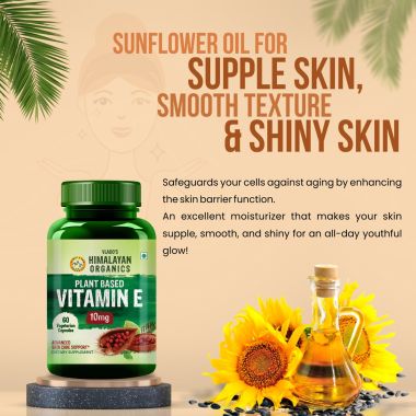 Vlado's Himalayan Organics: Plant Based Vitamin E Capsules (Non-GMO Sunflower Oil, Aloevera Oil, Argan Oil) - 60 Capsules