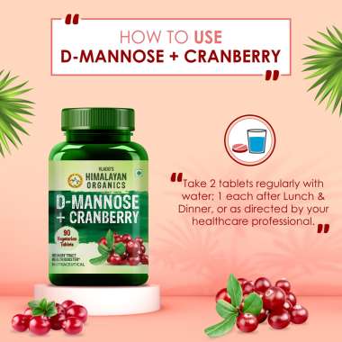 Vlado's Himalayan Organics: D-MANNOSE + CRANBERRY Antioxidant Rich Supplement for Kidney Health & Urinary Tract Infection - 90 Tablets