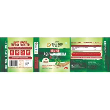 Vlado's Himalayan Organics: KSM - 66 Ashwagandha 1000Mg I KSM-66 I Boost Energy, Strength, Stamina | Helps Anxiety & Stress Relief For Men & Women (60 Capsules)