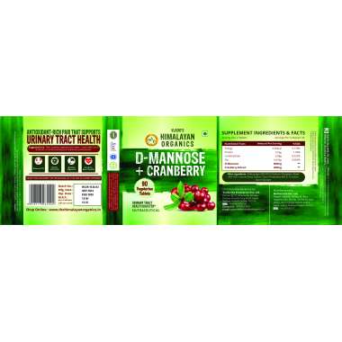 Vlado's Himalayan Organics: D-MANNOSE + CRANBERRY Antioxidant Rich Supplement for Kidney Health & Urinary Tract Infection - 90 Tablets
