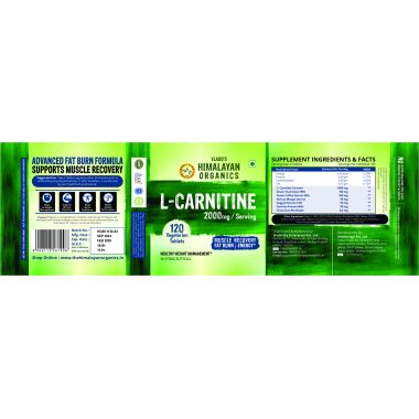 Vlado's Himalayan Organics: L-Carnitine 2000mg/Serve | Supports Muscle Recovery, Fat Burn & Energy | 120 Veg Tablets