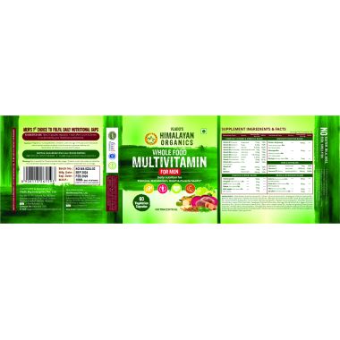 Vlado's Himalayan Organics: Whole Food Multivitamin for Men || With Natural Vitamins, Minerals, Extracts || Best for Energy, Brain, Heart Health & Eye Health || 60 Veg Capsules