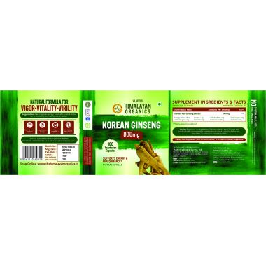 Vlado's Himalayan Organics: Korean Red Ginseng 1000mg/Serve 100 Veg Capsules