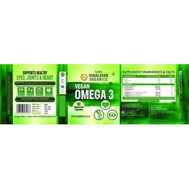 Vlado's Himalayan Organics: Omega 3 6 9 Vegan Natural Nutrition Supplement for Muscle, Bone , Heart & Skin - 90 Capsules