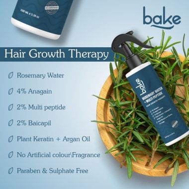 Bake Cosmetics: Rosemary Water Hair Growth Spray with Multi Peptides for Hair Fall Control,Damaged Hair & Hair Growth