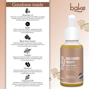 Bake Cosmetics: Rosemary + Biotin + Anagain Hair Growth Serum for Hair Growth & Hairfall Control