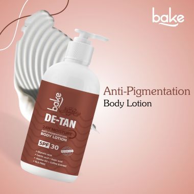 Bake Cosmetics: De-Tan Anti Pigmentation Coffee Body Lotion with Kojic Acid, Glycolic Acid, Lactic Acid for Dark Spots, Pigmentation, Tanning & Tan Removal