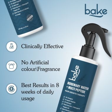 Bake Cosmetics: Rosemary Water Hair Growth Spray with Multi Peptides for Hair Fall Control,Damaged Hair & Hair Growth