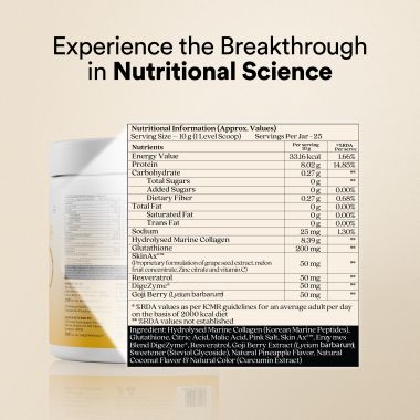 Wellbeing Nutrition: Glow Korean Marine Collagen Peptides with Type I & III - Pina Colada 250g