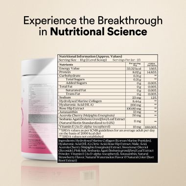 Wellbeing Nutrition: Beauty Korean Marine Collagen Peptides with Type I & III Strawberry Watermelon 250g