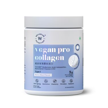 Wellbeing Nutrition: Vegan Pro Collagen | Clinically Proven Plant Based Peptides, Hyaluronic acid, Astaxanthin, Resveratrol | Evens Skin Tone, Skin Firmness, Hydration, Hair & Nail Growth | Berry Blast