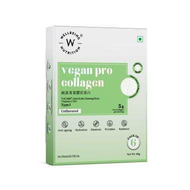 Wellbeing Nutrition: Vegan Pro Collagen | Clinically Proven Plant Based Collagen Peptides Gotu kola, Ginseng, Vitamin C & E | Unflavored 6 Sachets
