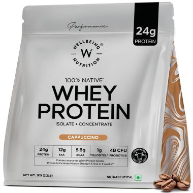 Wellbeing Nutrition: Whey Protein Isolate + Concentrate (Cappuccino) | 24g...