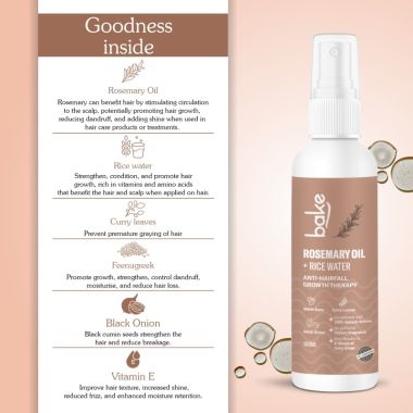 Bake Cosmetics: Rosemary + Rice Water Hair Growth Spray Serum for Hairfall Control