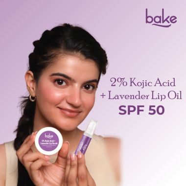 Bake Cosmetics: 2% Kojic Acid Lavender Lip Balm Oil for Dark & Pigmented Lips with SPF 50