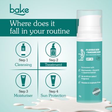 Bake Cosmetics: 6% Glycolic Acid Cream SPF 30 PA+++  for Pigmentation, Dark Spots & Daily Brightening Cream