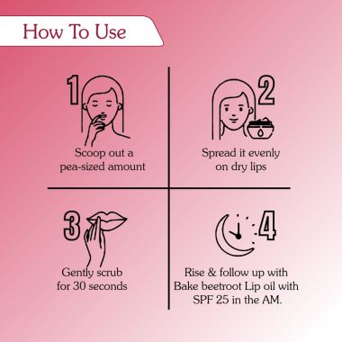 Bake Cosmetics: 2% Kojic Acid Beetroot Lip Scrub for Dark Pigmented Lips with Sugar Granules for Dry & Pink Lips