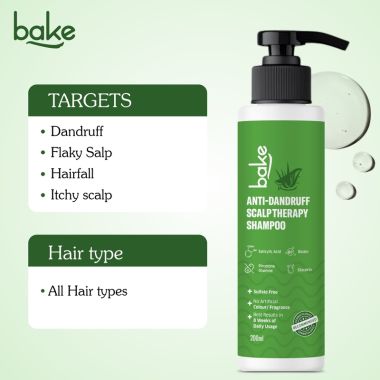 Bake Cosmetics: 2% Salicylic Acid Anti Dandruff Shampoo for Scalp Strengthening, Dry Itchy Scalp-200ml