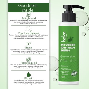Bake Cosmetics: 2% Salicylic Acid Anti Dandruff Shampoo for Scalp Strengthening, Dry Itchy Scalp-200ml