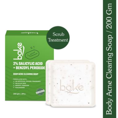 Bake Cosmetics: 2% Salicylic Acid Soap with Niacinamide for Body & Back Acne, Reduces Strawberry Legs & Fades Dark Spots-Pack of 2(100g x 2)