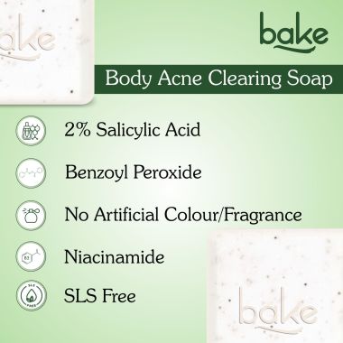 Bake Cosmetics: 2% Salicylic Acid Soap with Niacinamide for Body & Back Acne, Reduces Strawberry Legs & Fades Dark Spots-Pack of 2(100g x 2)