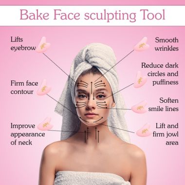 Bake Cosmetics: Quartz Gua Sha Face Massage Tool for Glowing Skin, Blood Circulation & Reducing Stress-1pc