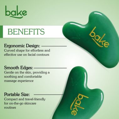 Bake Cosmetics: Jade Gua Sha Face Massage Tool for Glowing Skin, Blood Circulation & Reducing Stress--1pc