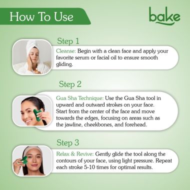 Bake Cosmetics: Jade Gua Sha Face Massage Tool for Glowing Skin, Blood Circulation & Reducing Stress--1pc