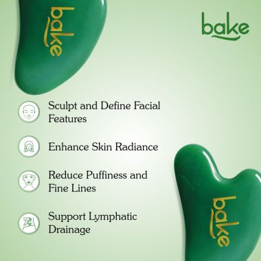 Bake Cosmetics: Jade Gua Sha Face Massage Tool for Glowing Skin, Blood Circulation & Reducing Stress--1pc