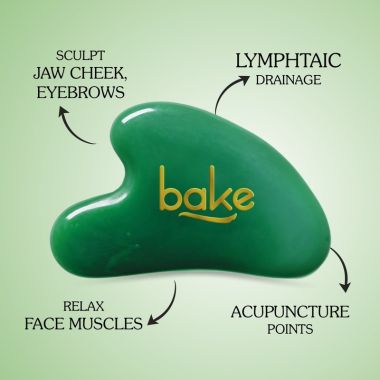 Bake Cosmetics: Jade Gua Sha Face Massage Tool for Glowing Skin, Blood Circulation & Reducing Stress--1pc