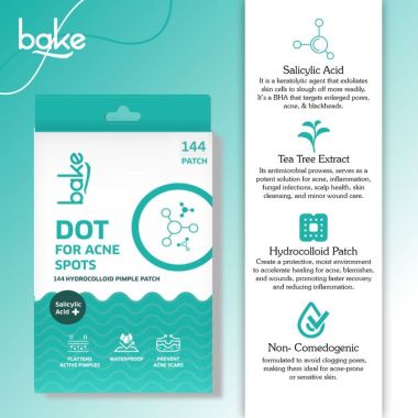 Bake Cosmetics: 2% Salicylic Acid Pimple Patches for Active Acne & Acne Prone Skin With Hydrocolloid Waterproof Patches -Pack of 144