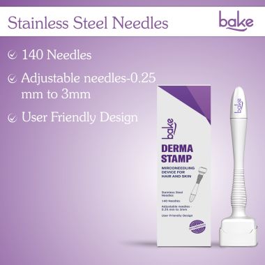 Bake Cosmetics: Derma Stamp for Hair Growth & Skin Repair with 140 needles 0.25mm to 3mm Stainless Steel Needles