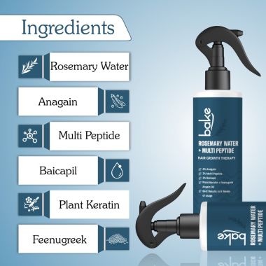 Bake Cosmetics: Rosemary Water Hair Growth Spray with Multi Peptides for Hair Fall Control,Damaged Hair & Hair Growth