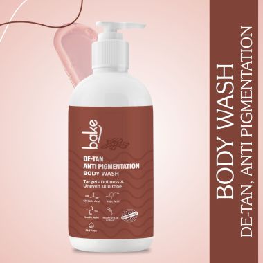 Bake Cosmetics: De-Tan Anti Pigmentation Coffee Body Wash with Kojic Acid, Glycolic Acid, Lactic Acid for Dark Spots, Pigmentation, Tanning & Tan Removal