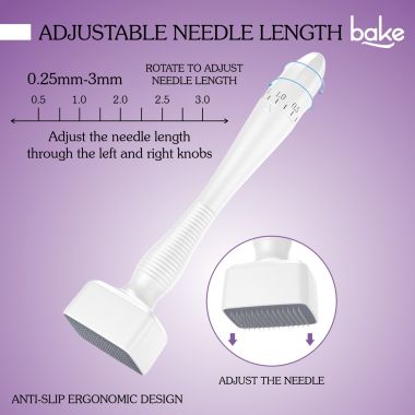 Bake Cosmetics: Derma Stamp for Hair Growth & Skin Repair with 140 needles 0.25mm to 3mm Stainless Steel Needles