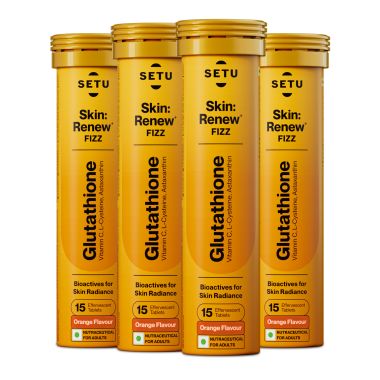 SETU: Skin Renew - 60 Effervescent Tablets | Glutathione With Vitamin C, Gluta Fizz, Supports Detoxification, Sugar-Free | Orange Flavour