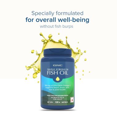 GNC: Triple Strength Fish Oil Omega 3 Capsules for Men & Women | 900mg EPA & DHA | 120 Softgels